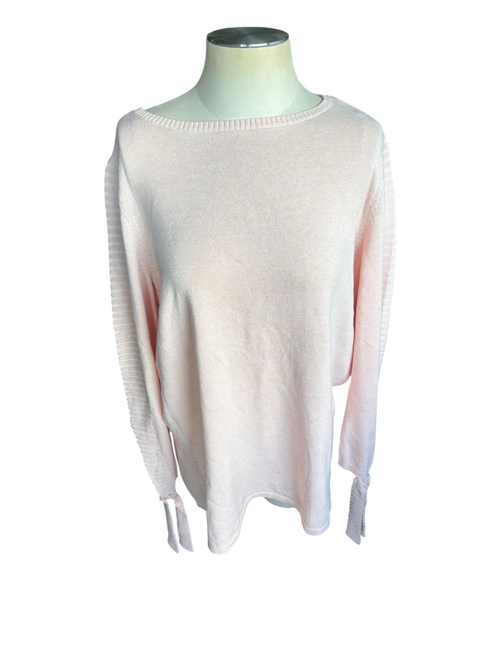 Style & Co. Pale Pink Crewneck Sweater with Tie Cuffs